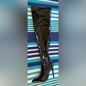 Shiny Black Patent Leather Boots